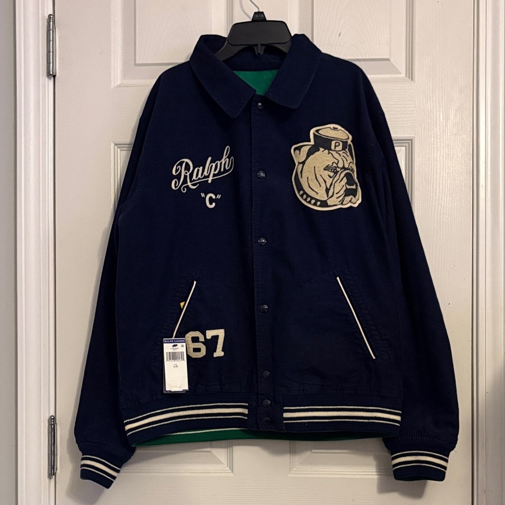 Ralph Lauren Navy Jacket with Bulldog and Embroidery